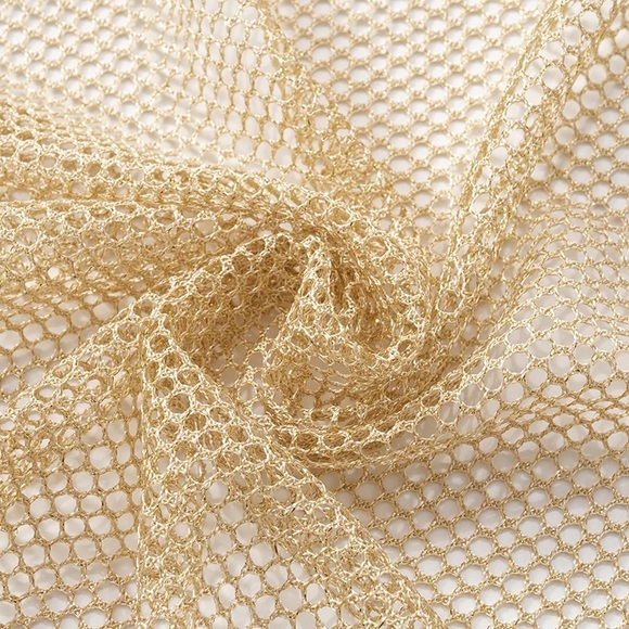 Abele Shimmer Gold Stretch Summer Maxi Skirt, Beach Swim Coverup Mesh Net Skirt - Picture 6 of 9